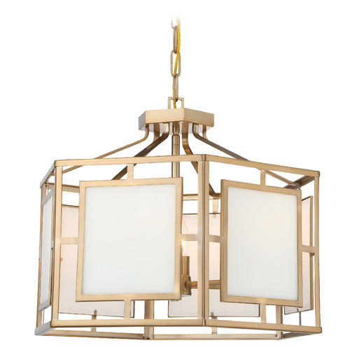 Crystorama Lighting Crystorama Lighting Hillcrest Vibrant Gold Pendant Light with Hexagon Shade HIL-995-VG