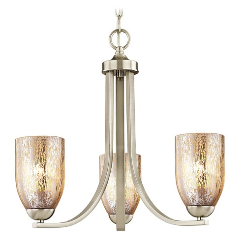 Design Classics Lighting Mercury Glass Mini-Chandelier Satin Nickel 5843-09 GL1039D