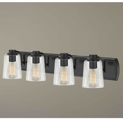 Transitional 4-Light Bath Wall Light with Clear Glass in Bronze