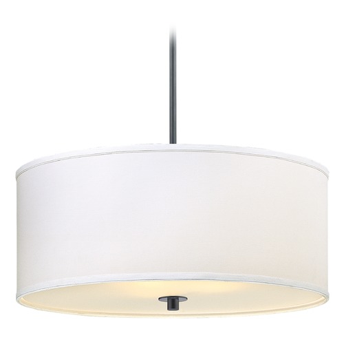 Milo 22-Inch Drum Pendant in Black with White Shade by Design Classics