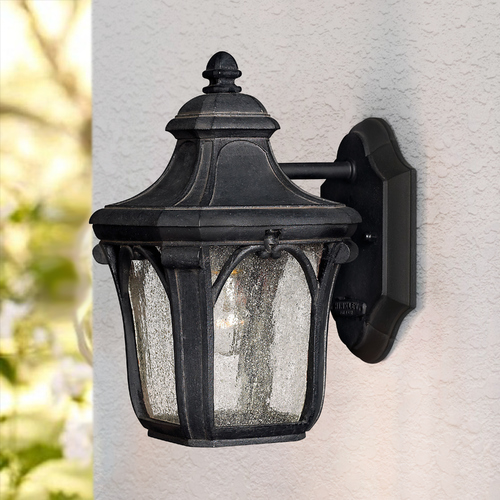 Seeded Glass Outdoor Wall Light Black by Hinkley Lighting