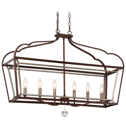 Astrapia Dark Rubbed Sienna with Aged Silver Linear Chandelier by Minka Lavery