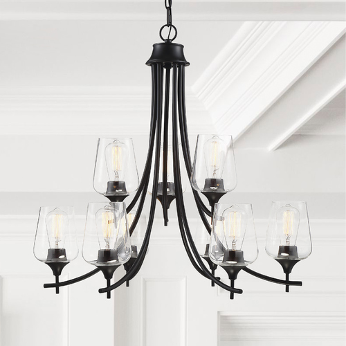 Savoy House Octave 30-Inch 2-Tier Chandelier in Black with Clear Glass 1-4033-9-BK