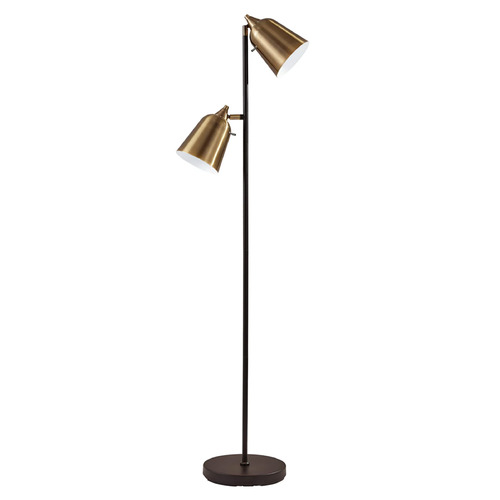 Adesso Home Malcolm Matte Black Floor Lamp with Conical Shade