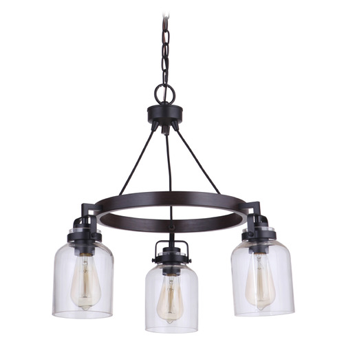 Foxwood Flat Black & Dark Teak Chandelier by Craftmade Lighting