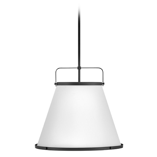 Hinkley Lark 24.5-Inch Pendant in Black with Off-White Fabric Shade 4995BK
