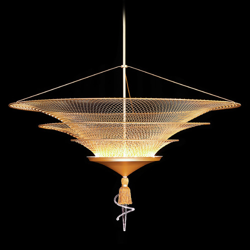Veneto Gold LED Pendant with Conical Shade by Schonbek Lighting