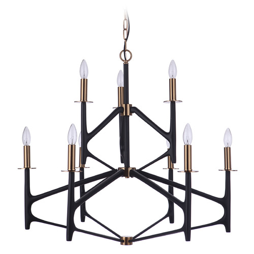 the Reserve Flat Black & Satin Brass Chandelier by Craftmade Lighting