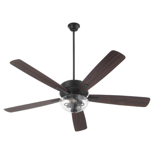 Ovation Matte Black LED Ceiling Fan with Light by Quorum Lighting
