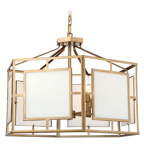 Crystorama Lighting Hillcrest Vibrant Gold Pendant Light with Hexagon Shade
