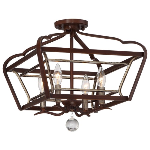 Astrapia Dark Rubbed Sienna with Aged Silver Semi-Flush Mount by Minka Lavery