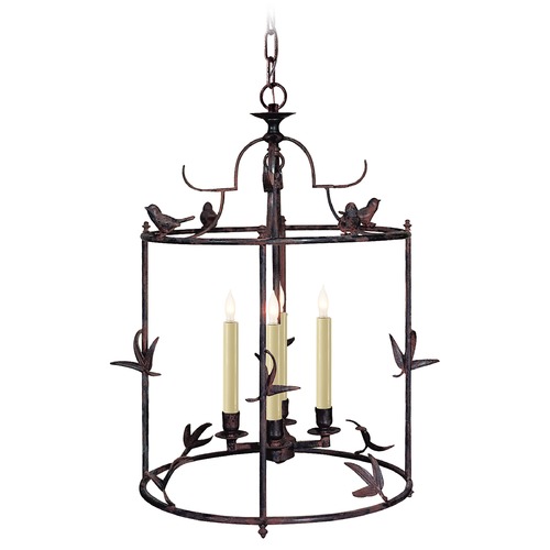 Visual Comfort Signature Collection E.F. Chapman Diego Perching Bird Lantern in Rust by Visual Comfort Signature CHC3108R