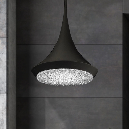 Verita Black LED Mini Pendant with Conical Shade by Schonbek Lighting