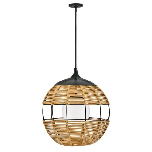 Maddox Medium Orb Pendant in Black & Light Natural by Hinkley Lighting