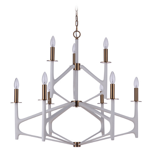 Craftmade Lighting the Reserve Matte White & Satin Brass Chandelier by Craftmade Lighting 55529-MWWSB