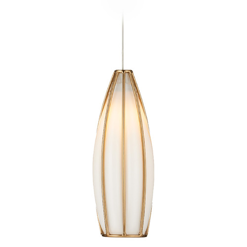 Currey and Company Parish Antique Brass & Silver Mini-Pendant Light with Oblong Shade