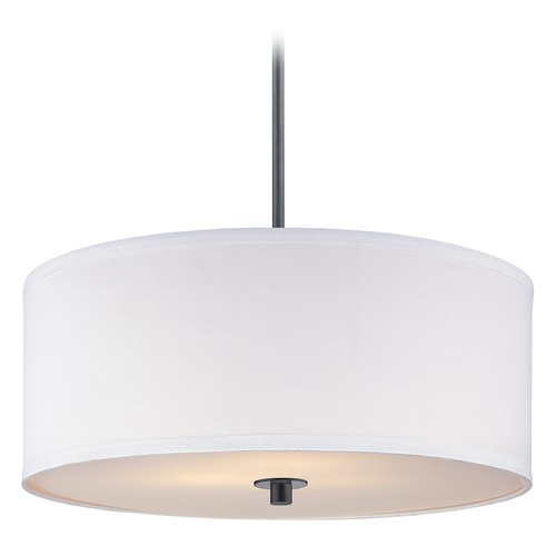 Milo 18-Inch Drum Pendant in Black with White Shade by Design Classics