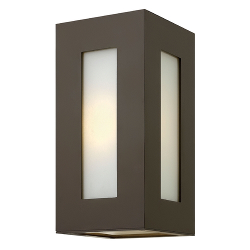 Modern Outdoor Wall Light with White Glass in Bronze by Hinkley Lighting