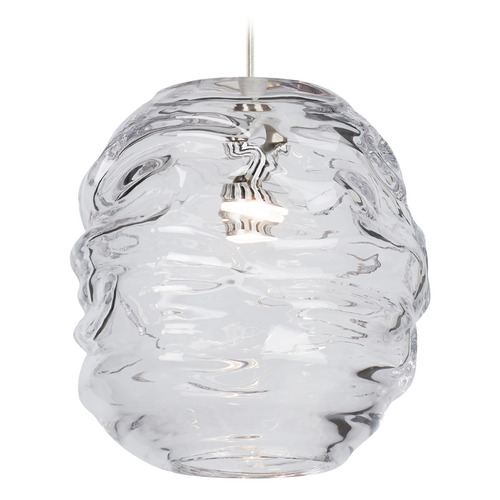 Audra LED Mini Pendant in Nickel & Clear by Visual Comfort Modern