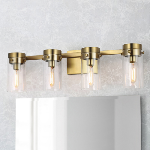 Chapman & Meyers Garrett Burnished Brass 4-Light Bath Vanity Light by Visual Comfort Studio