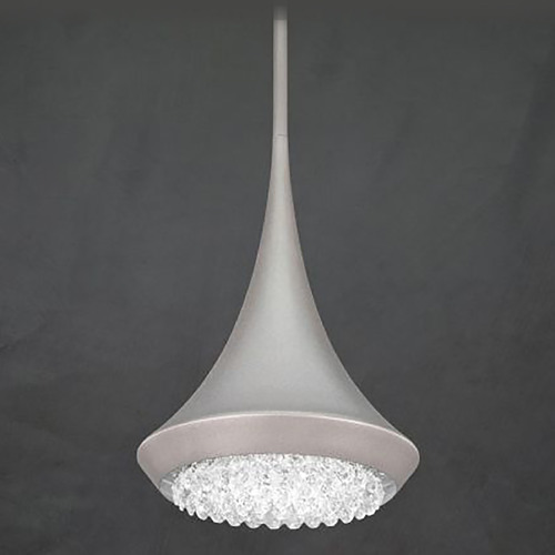 Verita Soft Silver LED Mini Pendant with Conical Shade by Schonbek Lighting