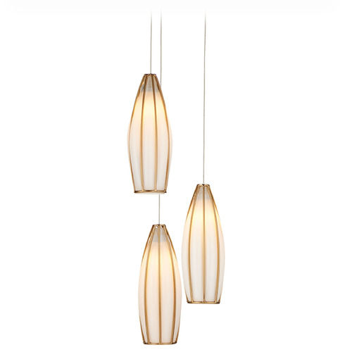 Currey and Company Lighting Currey and Company Parish Antique Brass & Silver Multi-Light Pendant with Oblong Shade 9000-1186