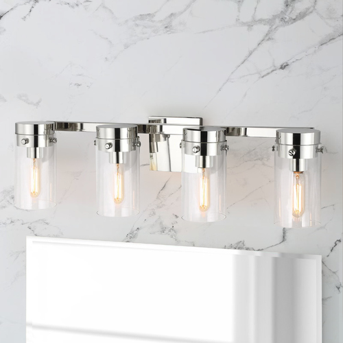 Chapman & Meyers Garrett Polished Nickel 4-Light Bath Vanity Light by Visual Comfort Studio