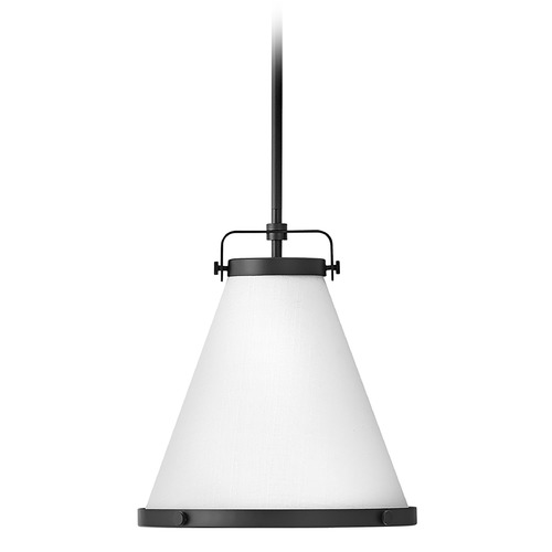 Hinkley Lark 13.5-Inch Pendant in Black with Off-White Fabric Shade 4997BK