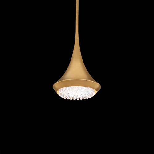 Verita Soft Gold LED Mini Pendant with Conical Shade by Schonbek Lighting
