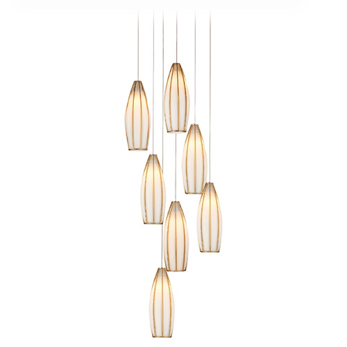 Currey and Company Lighting Currey and Company Parish Antique Brass & Silver Multi-Light Pendant with Oblong Shade 9000-1187