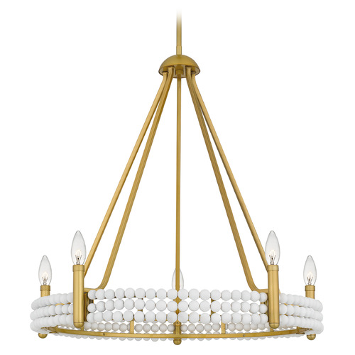 Quoizel Lighting Molly Brushed Gold & White Beads Chandelier
