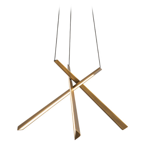 Kuzco Lighting Lex Vintage Brass LED Pendant Light with Triangle Shade