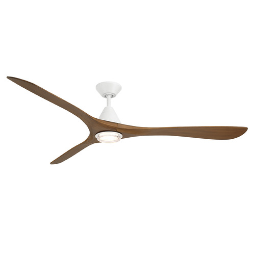 Modern Forms by WAC Lighting Modern Forms Carve Matte White & Distressed Koa LED Ceiling Fan with Light FR-D2504-72L-MW/DK