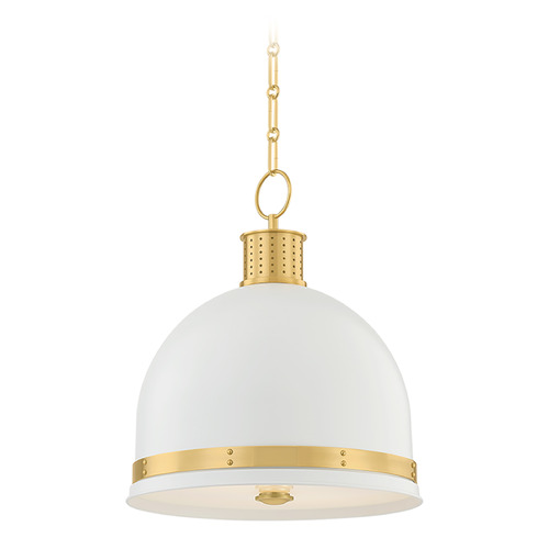 Hudson Valley Lighting Briscoe Aged Brass & Soft White LED Pendant Light with Bowl / Dome Shade