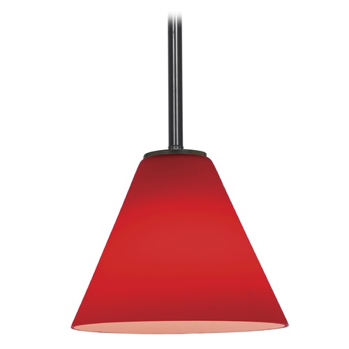 Access Lighting Modern Mini Pendant with Red Glass by Access Lighting 28004-1R-ORB/RED