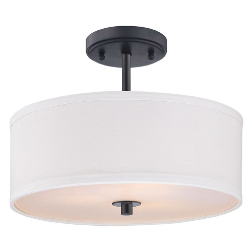 Design Classics Lighting Milo 14-Inch Semi-Flush in Black with White Shade by Design Classics 6543-07 SH7483 KIT