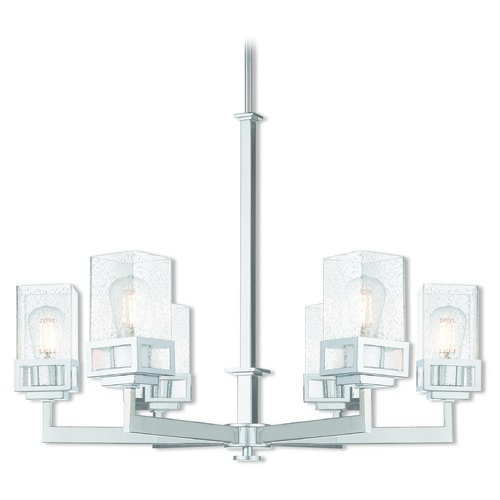 Livex Lighting Seeded Glass Chandelier Chrome Livex Lighting 40596-05