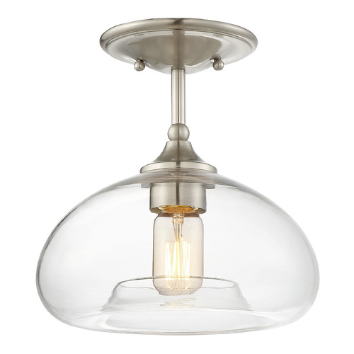 10.75-Inch Wide Semi-Flush Mount in Brushed Nickel by Meridian