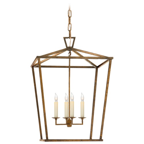 Visual Comfort Signature Collection E.F. Chapman Darlana Medium Lantern in Gilded Iron by Visual Comfort Signature CHC2165GI