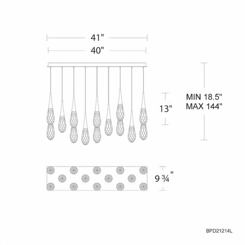 Schonbek Beyond Hibiscus Polished Nickel LED Multi-Light Pendant with Teardrop Shade