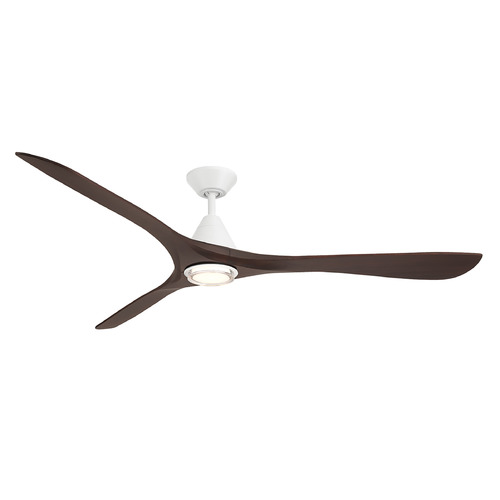 Modern Forms Carve Matte White & Dark Walnut LED Ceiling Fan with Light