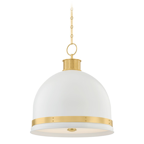 Hudson Valley Lighting Briscoe Aged Brass & Soft White LED Pendant Light with Bowl / Dome Shade
