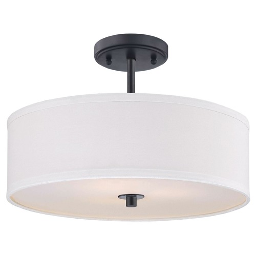 Design Classics Lighting Milo 16-Inch Semi-Flush in Black with White Shade by Design Classics 6543-07 SH7492 KIT