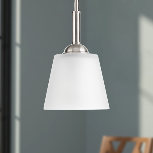 Progress Lighting Arden Brushed Nickel Mini Pendant with Coolie Shade by Progress Lighting P5092-09