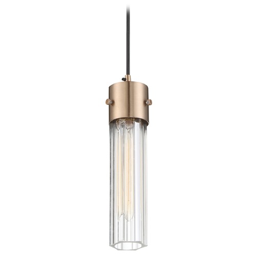 Nuvo Lighting Satco Lighting Eaves Copper Brushed Brass Pendant Light with Cylindrical Shade 60/6712