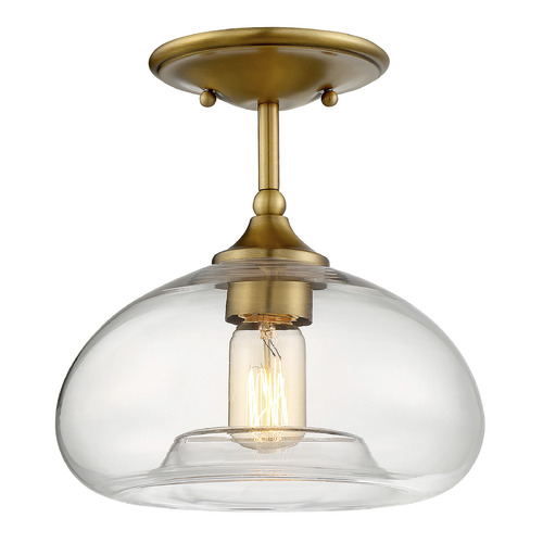 10.75-Inch Wide Semi-Flush Mount in Natural Brass by Meridian