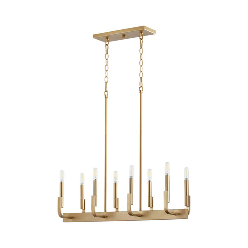 Tempo 30-Inch Linear Chandelier in Aged Brass by Quorum Lighting