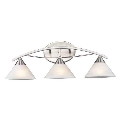 Elk Lighting Modern Bathroom Light with White Glass in Satin Nickel Finish 7632/3