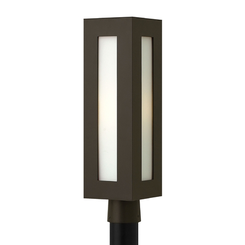 Modern Post Light with White Glass in Bronze by Hinkley Lighting