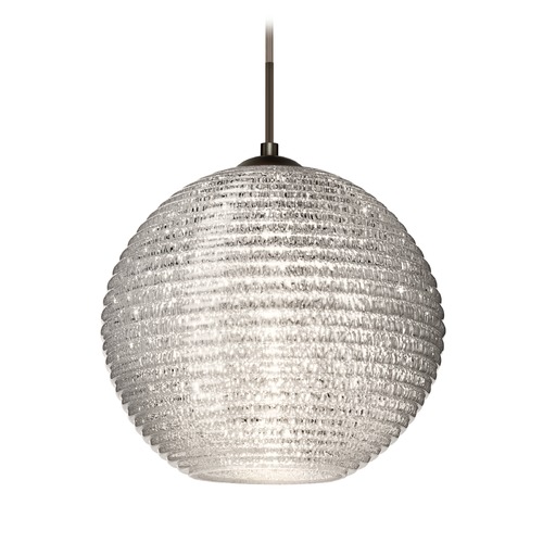 Besa Lighting Kristall Ribbed Glass Bronze LED Pendant Light